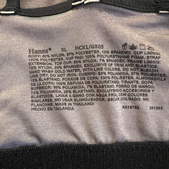 Hanes-X-Temp Strappy Pullover Wirefree Bra-G505 - Gray/Black - Size XL - Picture 4 of 5